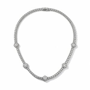 Cadena tenis con flores plata s925 y Moissanite VVS1 16”