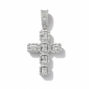 Dije cruz plata s925 VVS1 Moissanite