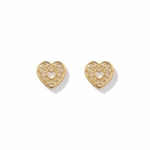 Aretes de rosca de corazón 14k