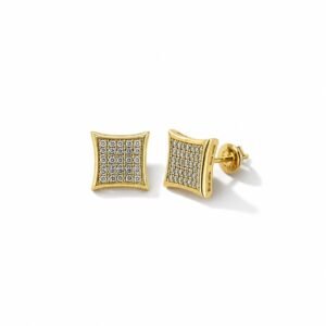 Aretes 14k cuadrados con circonio