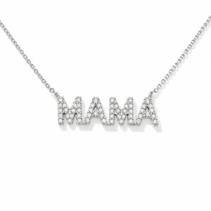 Cadena 14k oro blanco dije de diamantes naturales