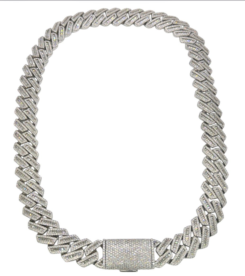 Cadena cubana plata s925 VVS1 Moissanite