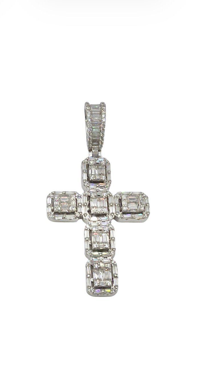 Dije cruz plata s925 VVS1 Moissanite