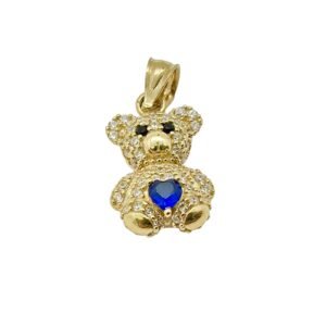 Dije de oso 10k piedra azul