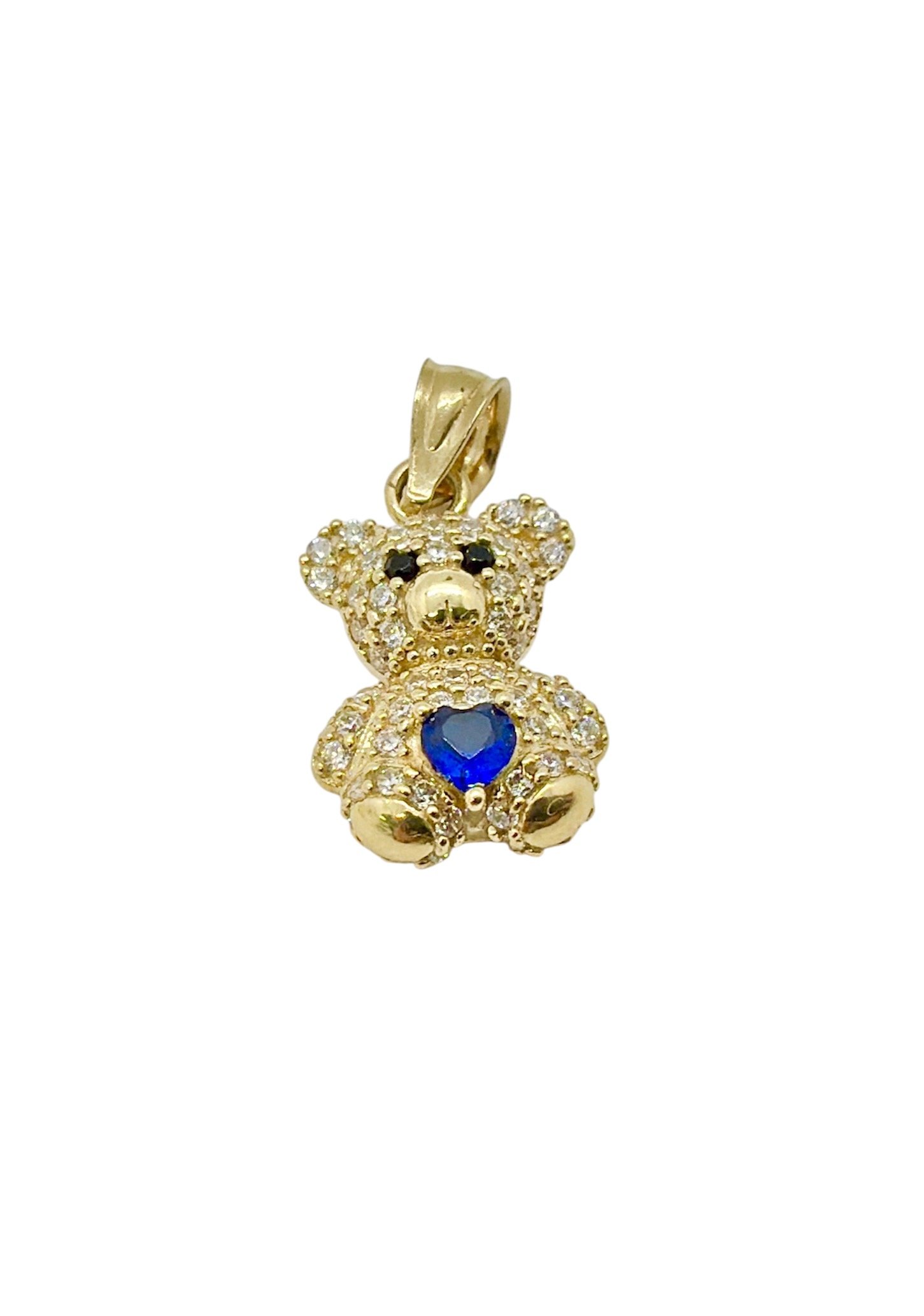 Dije de oso 10k piedra azul