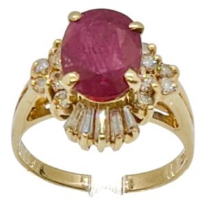 Anillo 14k diamante rubi