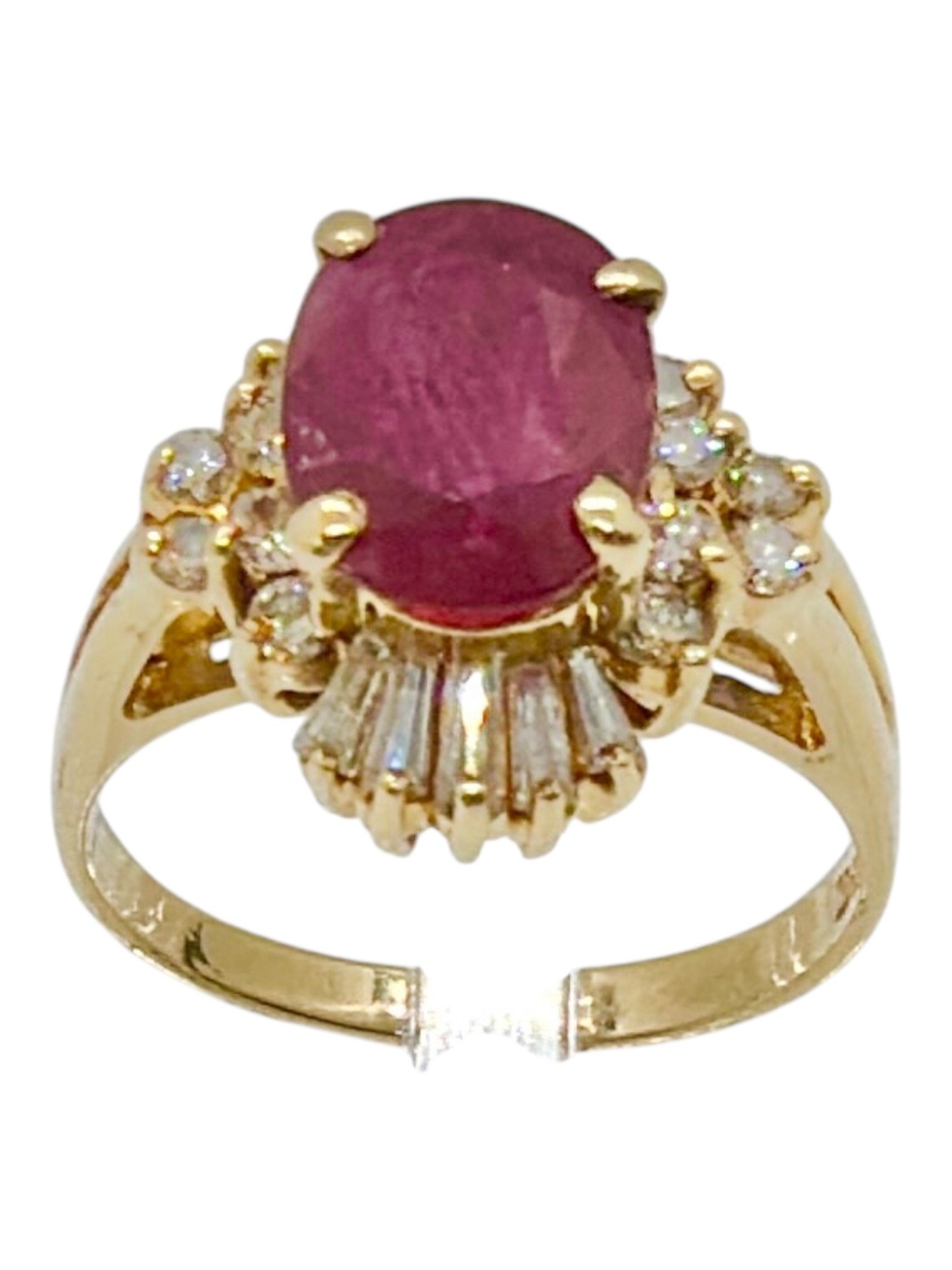 Anillo 14k diamante rubi