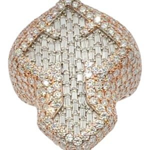 Anillo de hombre cruz grande plata s925 Moissanite VVS1 en rosa