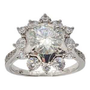 Anillo plata s925 Moissanite VVS1 forma de flor