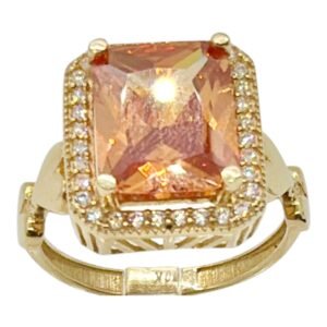 Anillo 10k de piedra circonio naranja