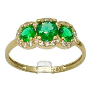 Anillo 10k piedras verdes