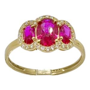 Anillo 10k piedras circonio rojas