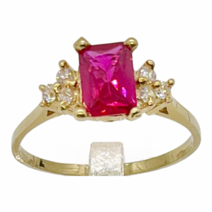 Anillo 10k circonio rojo