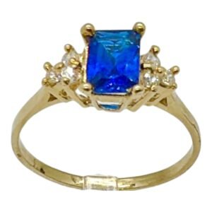 Anillo 10k piedra azul circonio