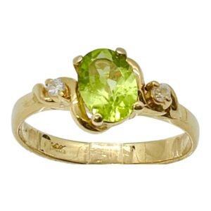 Anillo 14k piedra verde circonio