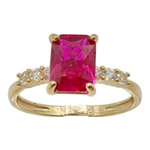 Anillo 10k piedra roja circonio
