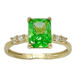 Anillo 10k piedra verde circonio