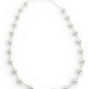 Collar de perlas oro blanco 14k