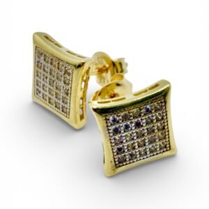 Aretes 14k cuadrados con circonio