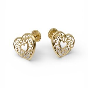 Aretes de corazón 14k