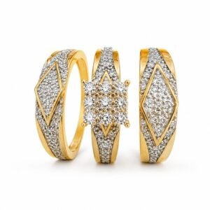 Trio de anillos 14k de Matrimonio 67