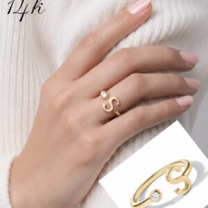 Anillo 14k de Letra S