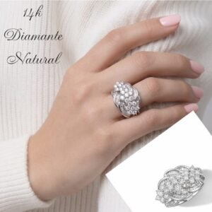 Anillo de Oro Blanco 14k c/Diamantes Naturales