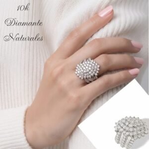 Anillo 10k Oro blanco con diamantes