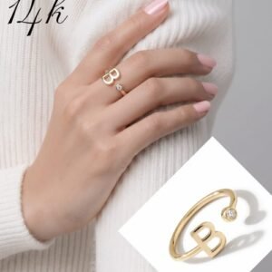 Anillo 14k Letra B