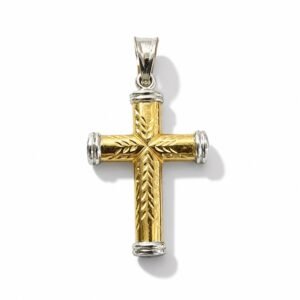 Dije de cruz 14k doble tono