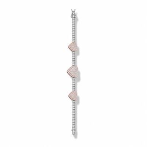 Brazalete tenis forma de corazón rosa  plata s925 Moissanite VVS1 4mm