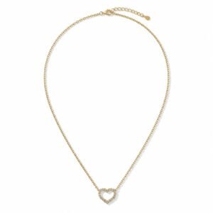 Cadena 10k con dije de corazón diamantes