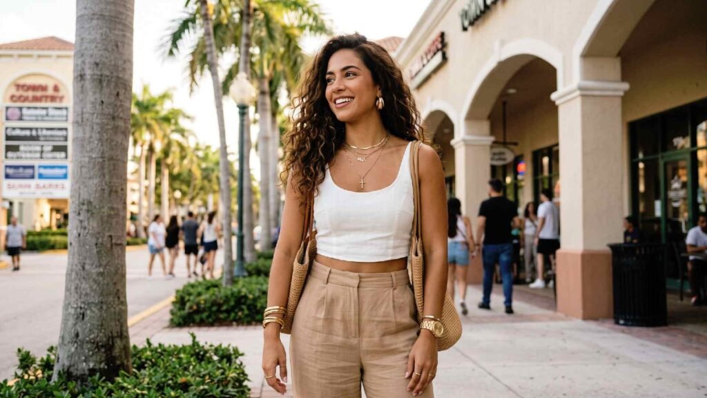joven modelo luciendo joyas de crea7 joyeria, kendall miami, FL