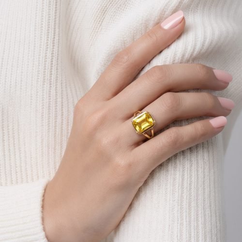 Anillo de Oro 10k con Piedra Circonia Amarilla
