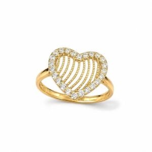 Anillo de Oro 10k Corazón con Piedras Circonia