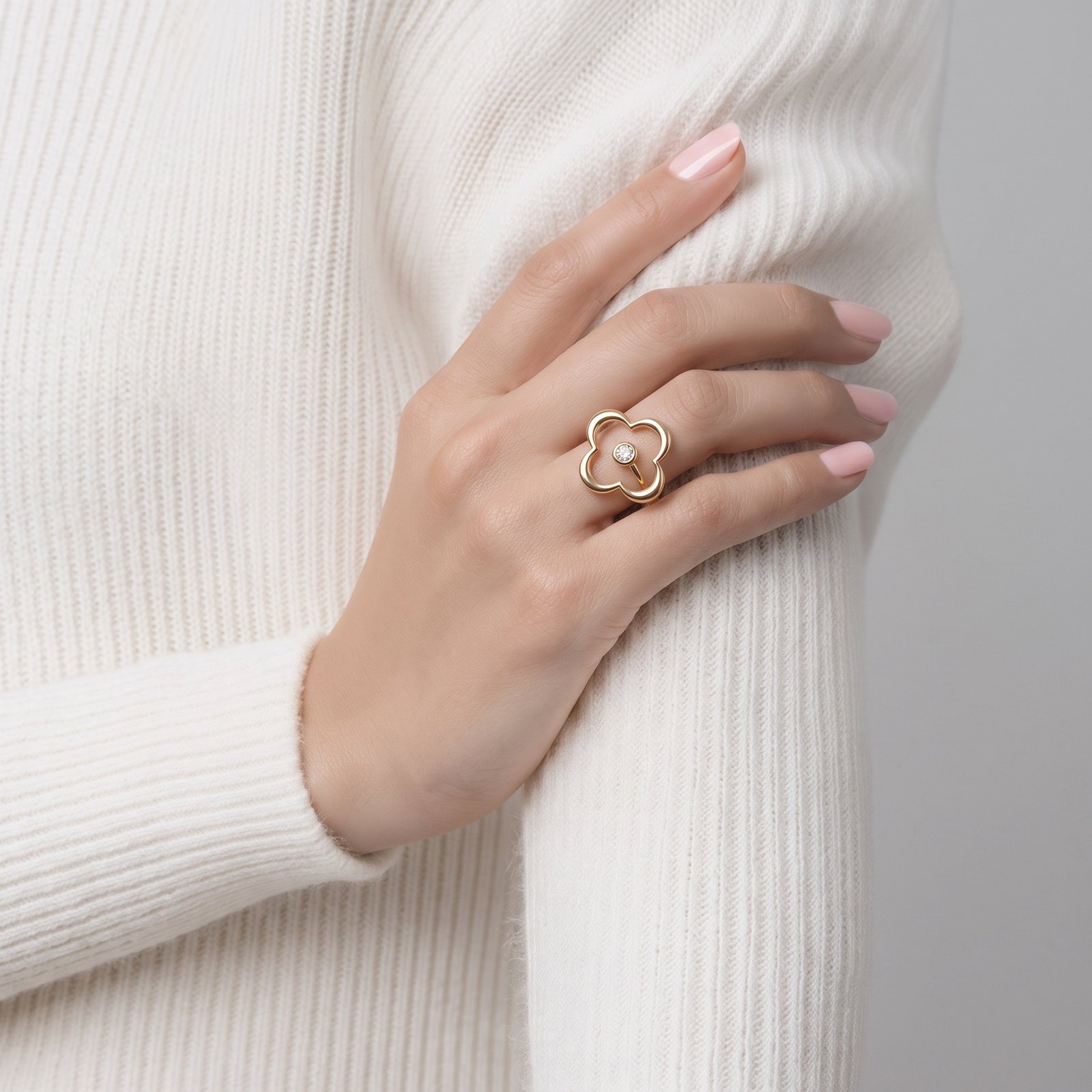 Anillo de Dama Oro 10k Trébol con Circonia - Imagen 2