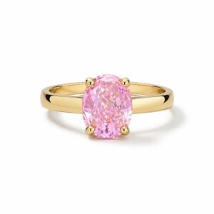 Anillo de Dama Oro 14k Solitario Rosa Clásico