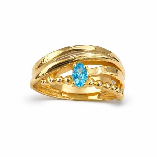 Anillo de Oro 10k con Piedra Circonia Azul