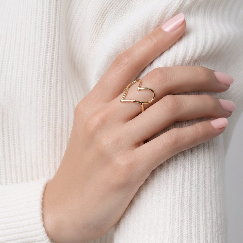 Anillo de Dama Oro 10k Corazón Abierto - Imagen 2
