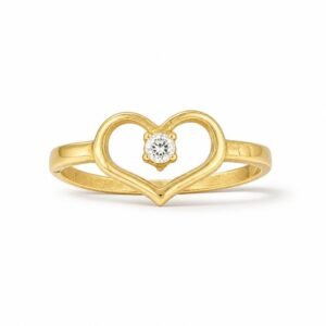 Anillo de Oro 10k Corazón con Piedra Circonia