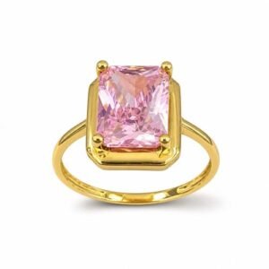 Anillo de Oro 10k con Piedra Circonia Rosada